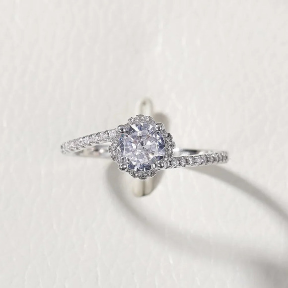 😍Beautiful CZ Diamond Twisted Macro Pave Silver Pure Flower Wedding Ring, K844 - Picture 5 of 8